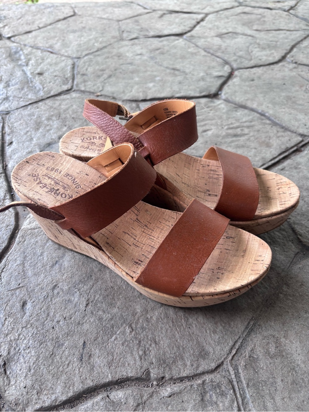 Women’s Brown Cork Wedge Sandals - Leather Straps